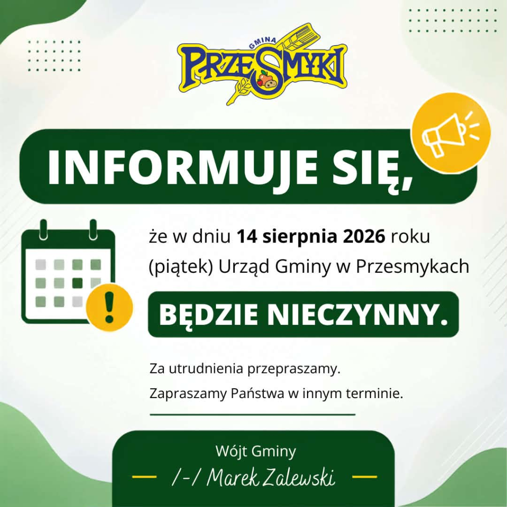14 sierpnia Urząd Gminy będzie nieczynny